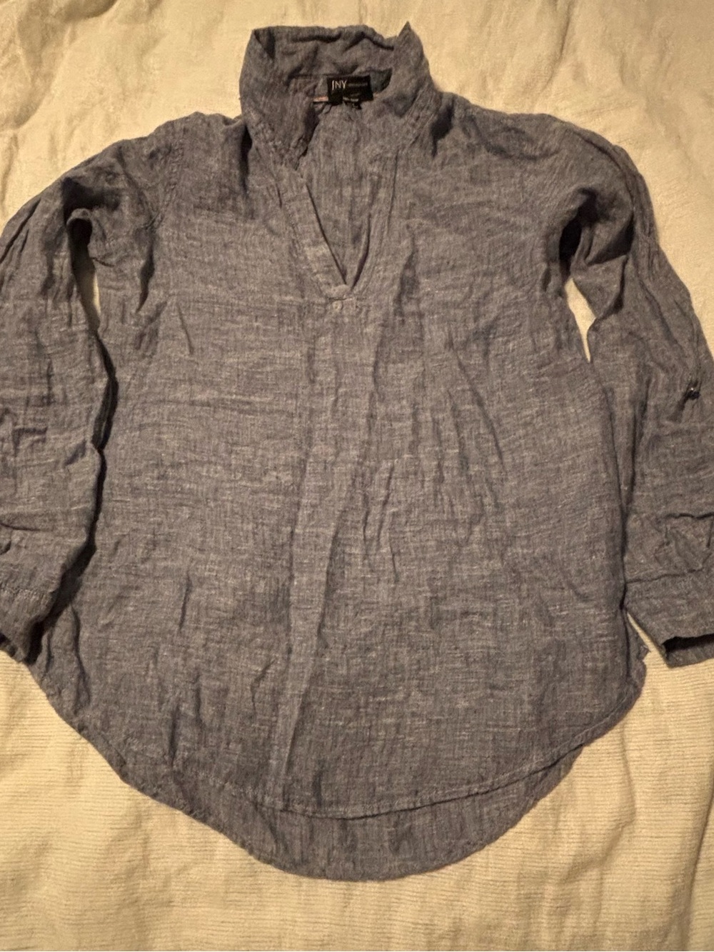 Jones New York blue V-Neck Linen Tunic
